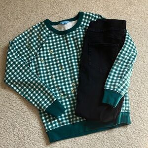 Draper James Green checkered sweatshirt